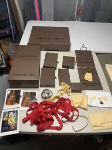 Louis Vuitton Empty Box lot Brown & Cream ribbons accessories bags strap 