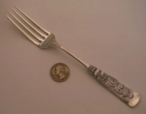 FONTAINEBLEAU by Gorham Sterling Silver 7 3/4" Dinner Fork Figural ANTIQUE c1880 - Picture 1 of 8