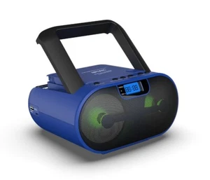 RIPTUNES CD Player Boombox Portable AM/FM Bluetooth Boombox MP3/CD USB Blue UBO - Picture 1 of 5