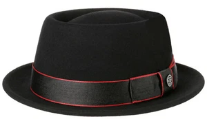 STETSON Pork Pie Wool & Cashmere Felt - Nero banda nera/rossa - Imagen 1 de 2