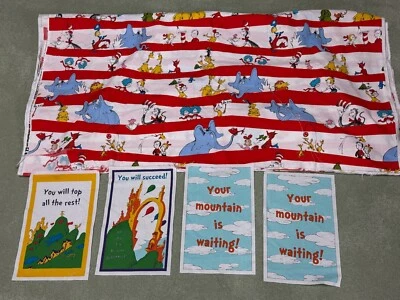 Tela de algodón a rayas rojas onduladas Dr Seuss Cat in The Hat (6 yardas) + 4 paneles pequeños Foto 1 de 4