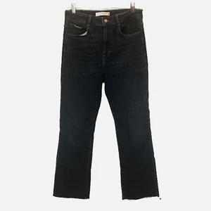 Womens ZARA Straight Leg Raw Hem Medium Wash High Rise Jeans SZ 8 C - Picture 1 of 8