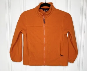 Lands' End Fleece Jacket Unisex Childrens Small 7-8 Orange Full Zip - Picture 1 of 5