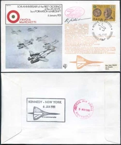 FF23b 1. Atlantiküberquerung durch eine Formation Flugzeugkapitän signiert (A) - Bild 1 von 1