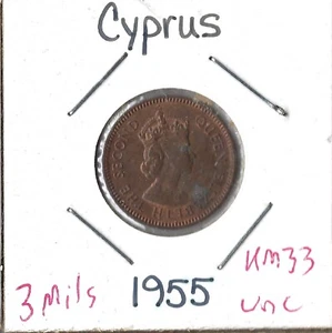 Moneda Chipre 3 Mils 1955 KM33, envío combinado - Imagen 1 de 3