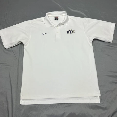 Vintage Nike Team BYU Shirt Adult Medium Polo Dri Fit Cougars Short Sleeve Cover