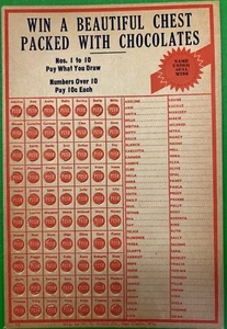 Carta da gioco vintage scrigno di cioccolatini - 70 pugni, paga 10 centesimi o meno - Foto 1 di 4