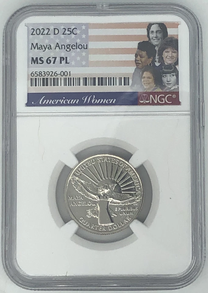2022 D MAYA ANGELOU American Women AWQ 25c NGC MS67PL PROOF LIKE! - Image 1 of 2