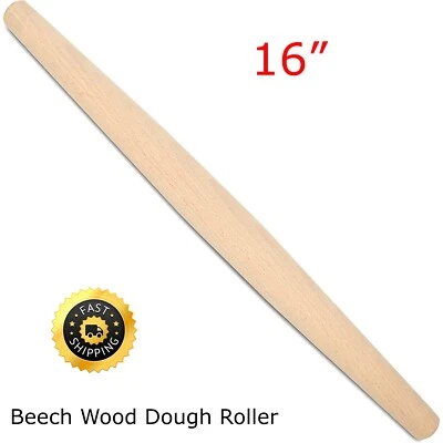 French Rolling Pin 16 Inch, Natural Beech Wood Rolling Pin for Baking, Pastry - Image 1 of 4