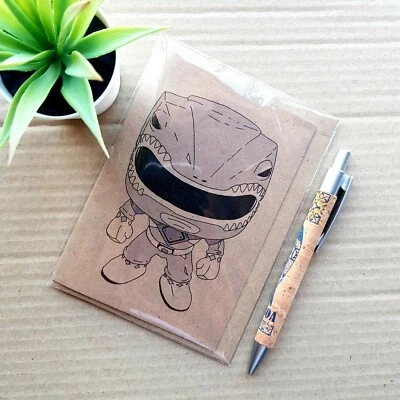 Geeky Power rangers Birthday Card - Funko pop greeting card - Image 1 of 4