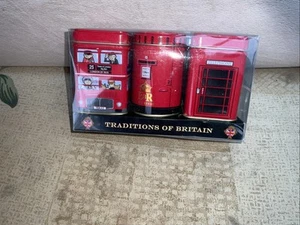 VINTAGE ENGLANDS TEAS TEA TINS 3 OF NEW ENGLISH In Box Unopened - Picture 1 of 4