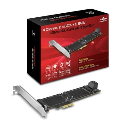 Vantec UGT-MST644R 4 Channel 2 mSATA + 2 SATA 6Gb/s PCIe-Low Profile Bracket - Image 1 of 4