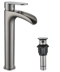 androme WB-0302NH Waterfall Bathroom Vessel Sink Faucet Brushed Nickel - Picture 1 of 7