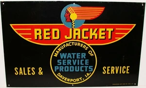 Vintage metal sign RED JACKET Sales and Service indian picture Davenport IA exc+ - Picture 1 of 3