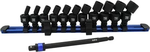 Astro Pneumatic 12pc 1/4″ SQ & Hex DR Magnetic Universal 6pt Impt Socket Set - Picture 1 of 7