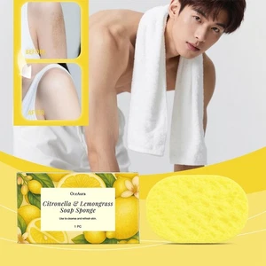 Citronella&Lemongrass Soap Sponge - Skin Refresh &Cleanse Exfoliate & Rejuvenate - Picture 1 of 15