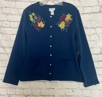 Cárdigan Breckenridge De Colección Otoño Mujer Mediano Azul Lentejuelas Bordado Abuela Foto 1 de 4