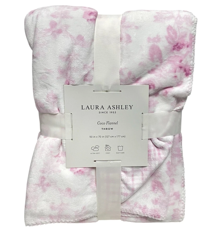 Manta reversible Laura Ashley rosa floral baño súper suave coco 50 x 70 Foto 1 de 4