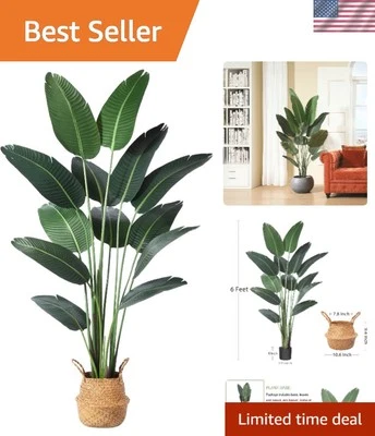 Palmera sintética realista de 6 pies con 13 troncos - perfecta para decoración de interiores/exteriores Foto 1 de 4