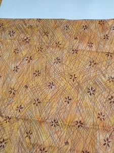 Joann Fabrics  Gold/Orange/Brown/Yellow Lines Brown Flowers 32" x 43" - Picture 1 of 3