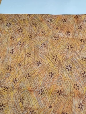 Joann Fabrics  Gold/Orange/Brown/Yellow Lines Brown Flowers 32" x 43" - Image 1 of 3