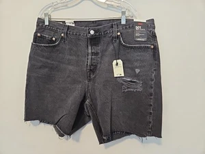 Levi’s 501 schwarz 90er Button Fly abgeschnittene Shorts schwarz 16W Midrise abgenutzt - Bild 1 von 3