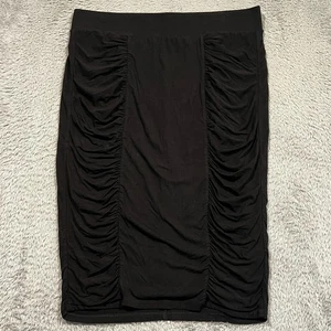 Torrid Rucched Midi Skirt Women's 1 Black Stretch Career Date Night - Picture 1 of 8