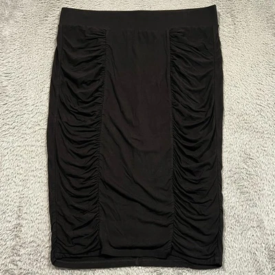 Torrid Rucched Midi Skirt Women's 1 Black Stretch Career Date Night - Image 1 of 4