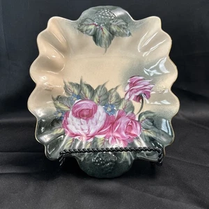 Vintage Hand Painted Nippon Gold Trimmed Floral trinket Dish 10” X 8” - Picture 1 of 6