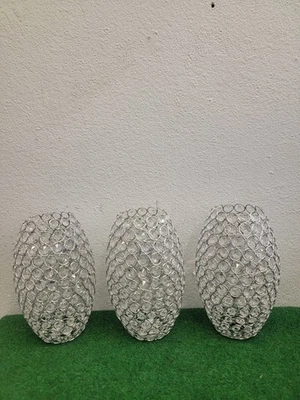 (3) Westinghouse 10” Crystal Jewel Beads Oval Shade Chrome Pendant Shade - Image 1 of 4