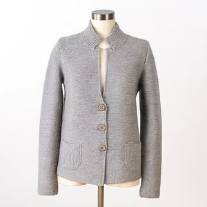 Amina Rubinacci Cardigan Sweater Blazer Womens 42 Small Gray Knit Italy Wool - Picture 1 of 9
