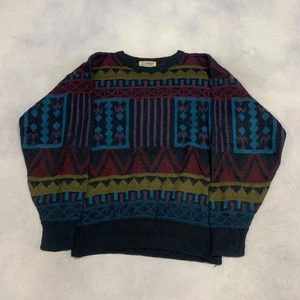 Maglione maglia vintage fantasia astratta maglione maglia nonno uomo L - Foto 1 di 5