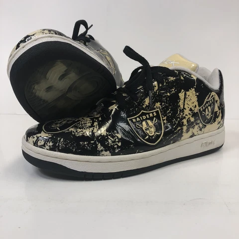 Vintage NFL Reebok Raider Nation Vinyl Cream And Black 6 Rare Shoes Football Cover
