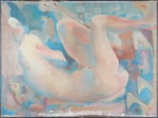 Ancien Tableau "Nu Féminin" Peinture Huile Femme 1944 Oil Painting Female Nude