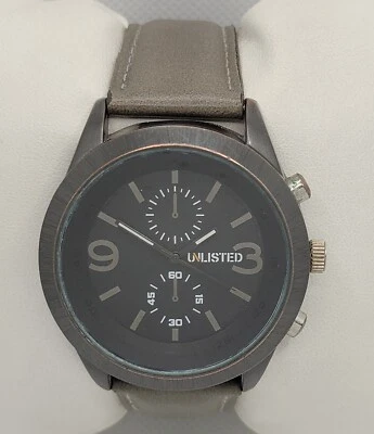 Reloj con correa de cuero sintético gris cara negra redonda sin listar Kenneth Cole para hombre M2 Foto 1 de 4