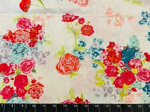 Fat Quarter 18”x21” Rose Garden Floral Pink Flower Spring Skopelos FABRIC COTTON - Picture 1 of 1