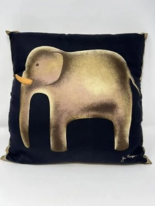 Black Silk Elephant Jim Thompson Pillow Cover With Insert Minor Damage - Picture 1 of 18