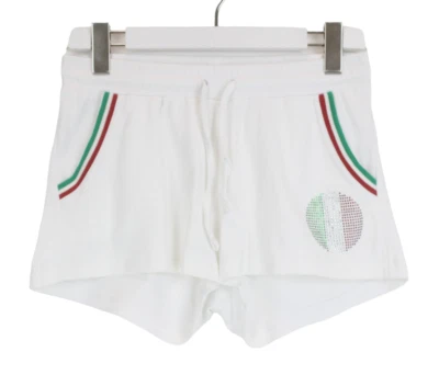 EMPORIO ARMANI Shorts Women's SMALL Elastic Waist Rhinestone White Daisy Dukes - Image 1 of 4