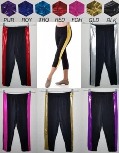 Sidelines CAPRI PANTS Dance Costume Jazz Tap Black With Color & Size Choice - Picture 1 of 11