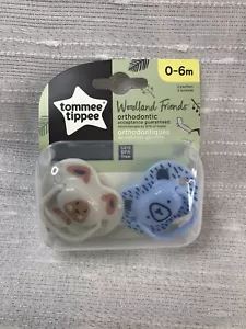 NEW Tommee Tippee Woodland Friends Orthodontic Pacifier 0-6M Blue Brown Bear - Picture 1 of 13