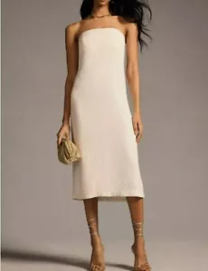 Anthropologie - Abito midi senza spalline con paillettes bianche Forever That Girl - Small - Foto 1 di 10