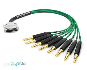 Premium Mogami 2932 DB25 DSUB a Neutrik Gold 1/4" TRS 8 canales Serpiente | Verde 2 pies - Imagen 1 de 1