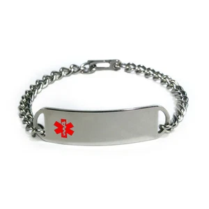 Pulsera de alerta de identificación médica personalizada estilo D con cierre de gancho hermano. - Imagen 1 de 8