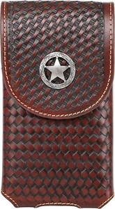 7" LONESTAR WESTERN LEATHER POUCH BELT LOOP CELL PHONE HOLSTER CASE UNIVERSAL - Picture 1 of 23