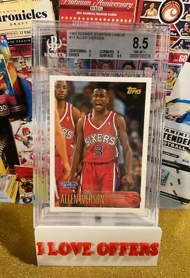 POP 4 RARE 1997 TOPPS KENNER STARTING LINEUP ALLEN IVERSON BECKETT 8.5 SSP CSTR - Image 1 of 4