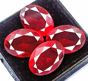 4 Pieces Bumper Sale 6-7 Ct ea. Glass Filled Red Ruby Oval Cut EGL Gemstone DNU - Picture 1 of 17