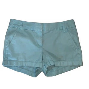 J Crew 100% Cotton Chino Shorts Ladies Size 2 Pockets 3” Inseam Teal Women - Picture 1 of 12