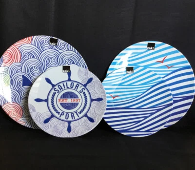 4-Pk Zak! Nautical Theme Dinner Plates, Two 9in & Two 11in Plates, (2J) - Image 1 of 4