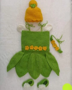 Crochet Baby Girl Dress Set Handmade 0-3 Month Full Set - Picture 1 of 1