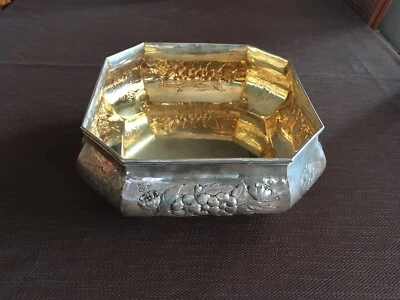 Grande 1kg! Vassoio FIORI Argento 800 Vermeil 27x27xh10cm *23BS “Leonessa” - Immagine 1 di 4